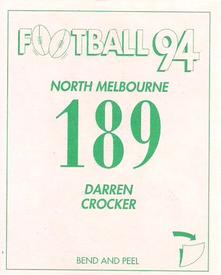 1994 Select AFL Stickers #189 Darren Crocker Back